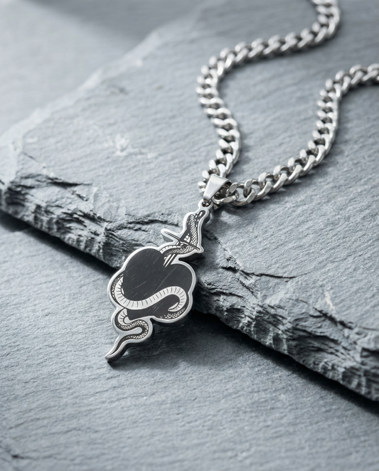 Sowrd snake heart necklace