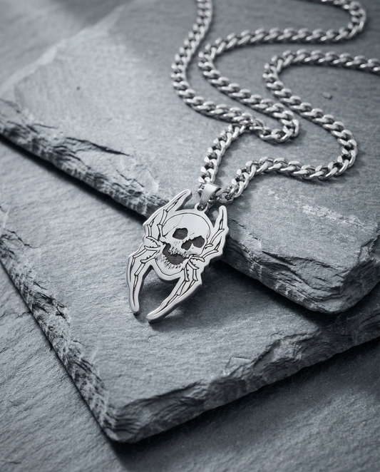 Skull spider necklace